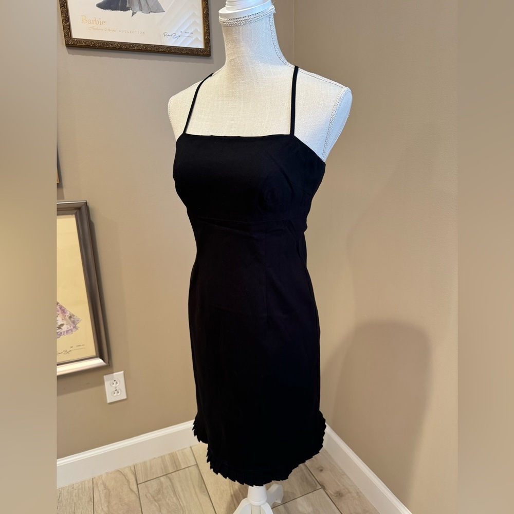 EXPRESS The Perfect Little Black Ruffle Trim Dress